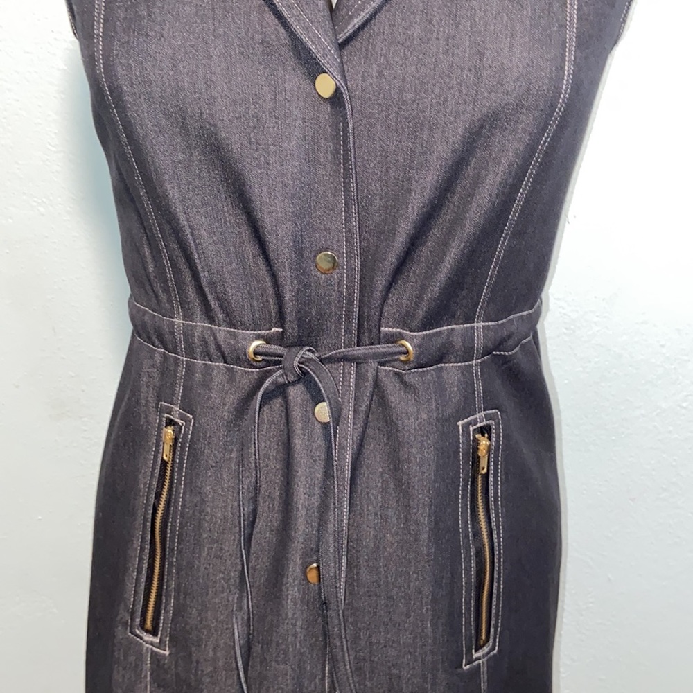 Premise dress 80% polyester and rayon size 4 gold button up - Picture 2 of 10